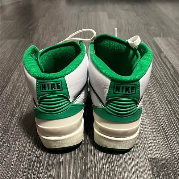 Jordan White and Green High-Top Sneakers with Leather Finish - Picture 3 of 7